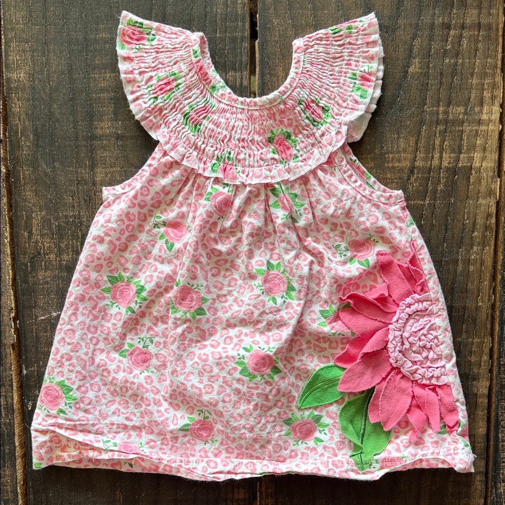 Mud Pie Pink and Green Baby Dress